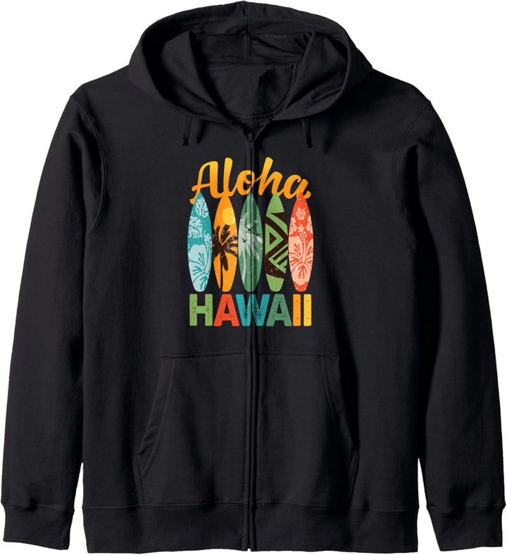 Retro Hawaii Surfbrett Aloha Hawaii Island Surfer Kapuzenjacke