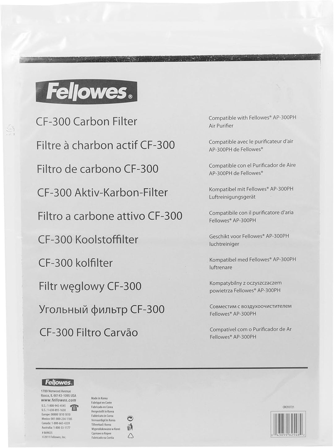 Fellowes CF-300 grosser Kohlefilter, schwarz Large Schwarz, Large Schwarz