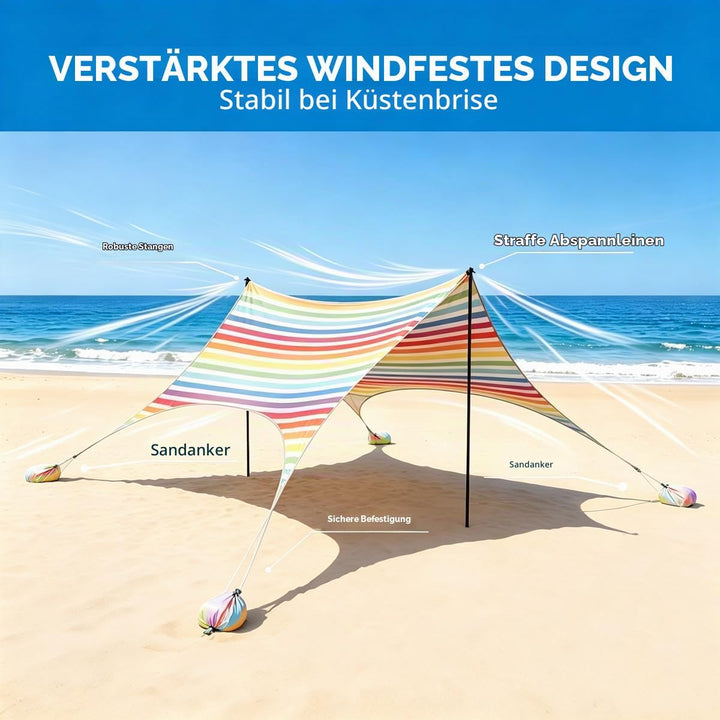 Strand Schatten Zelt Markise Strand Sonnencreme wasserdichte leichte Blockierung und elastische Sonn