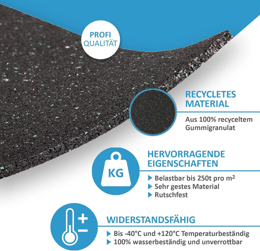 Terrassenpads 100 x 50 mm x 3mm 6mm 8mm 10mm 20mm | Unterleger aus Gummigranulat | Stärke und Menge