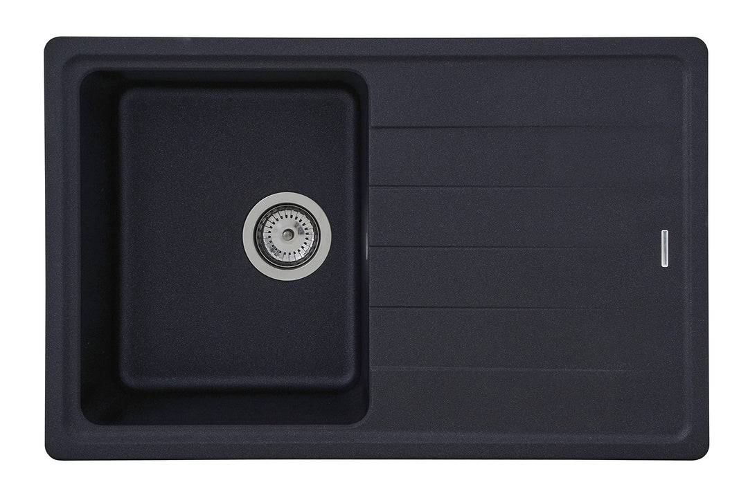 respekta Columbia Granitspüle in Schwarz / 1 Becken Einbauspüle in 78 x 50 cm/Spülbecken geeignet fü