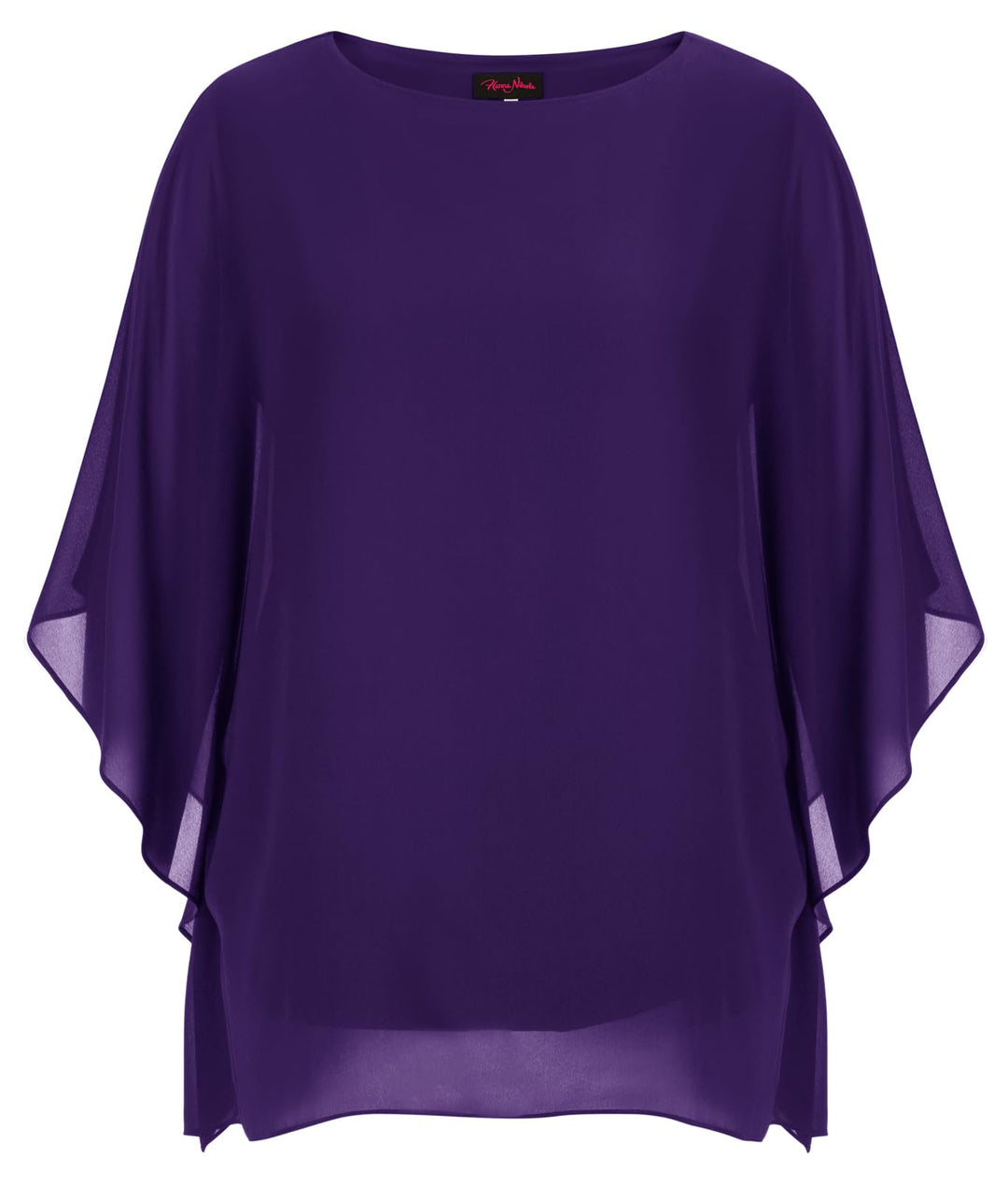 Hanna Nikole Damen Grosse Grössen Chiffon Blusen Elegant Fledermaus Hemd Doppellagige Tops Lose Long