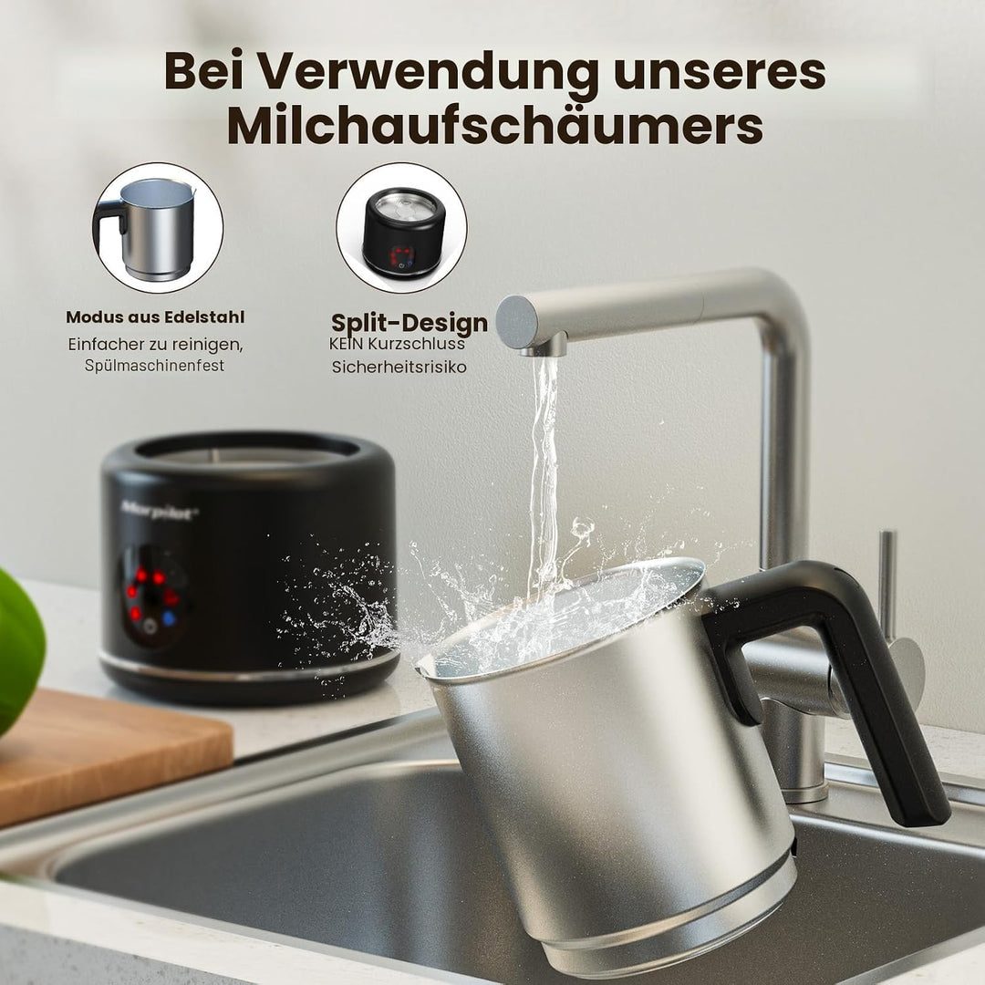 Morpilot Milchaufschäumer Elektrisch, 6 in 1 Milchschäumer für heisser, kalter und heisser Schokolad