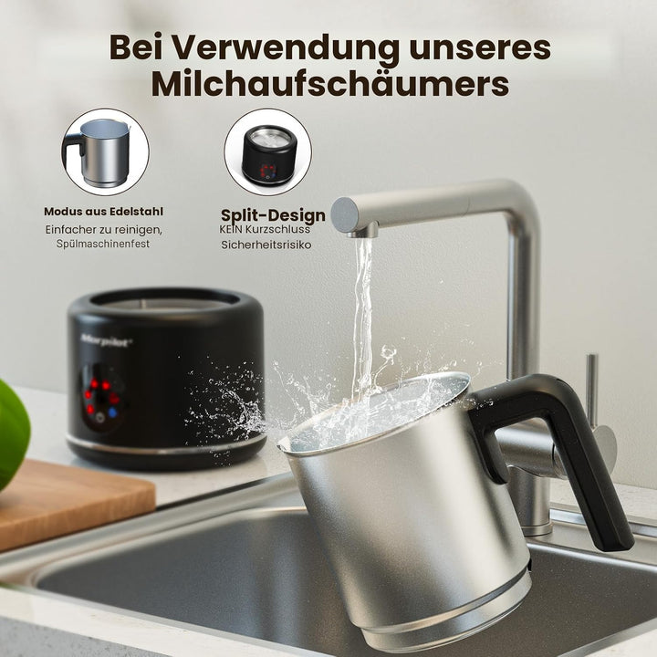 Morpilot Milchaufschäumer Elektrisch, 6 in 1 Milchschäumer für heisser, kalter und heisser Schokolad