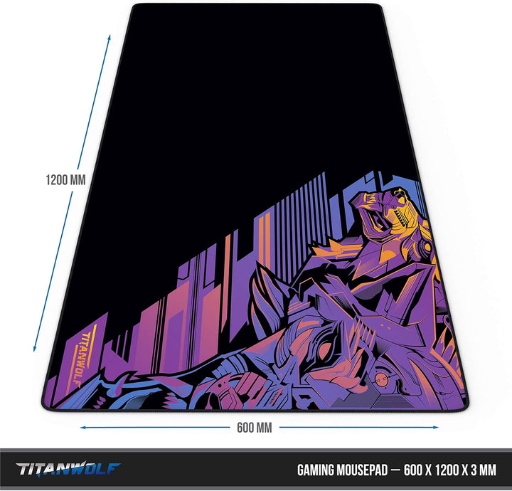 CSL - Übergrösse Mauspad Gaming Titanwolf 1200x600mm - XXXL Mousepad gross mit Motiv - Tischunterlag