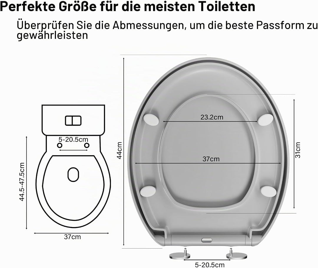 WC-Sitz Soft Close, Soft Close WC-Sitz mit Schnellverschluss für einfache Reinigung, Standard-Klo-To