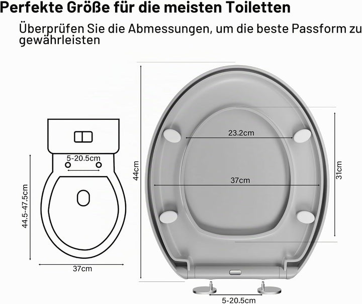 WC-Sitz Soft Close, Soft Close WC-Sitz mit Schnellverschluss für einfache Reinigung, Standard-Klo-To