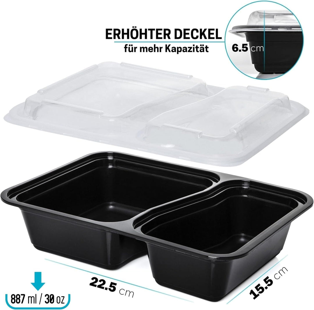 [20er Pack] 2-Fach Meal Prep Container Von Igluu - Essensbox, Lunchbox Mikrowellengeeignet, Spülmasc