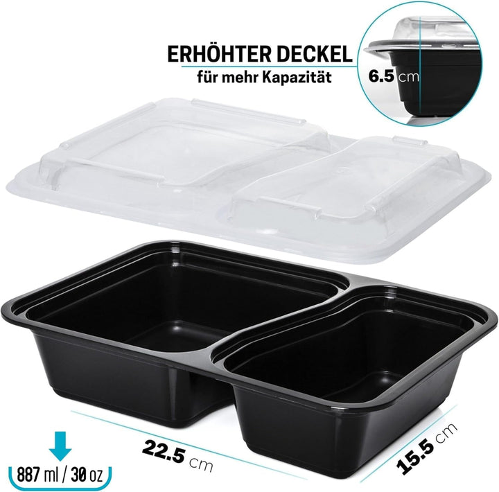 [20er Pack] 2-Fach Meal Prep Container Von Igluu - Essensbox, Lunchbox Mikrowellengeeignet, Spülmasc
