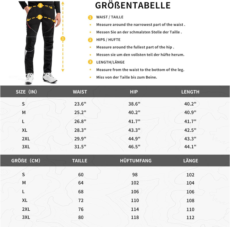 Santic Fahrradhose Lang Herren Radhose Winter Verdickte Thermo Fleece Outdoorhose Laufhose Winddicht