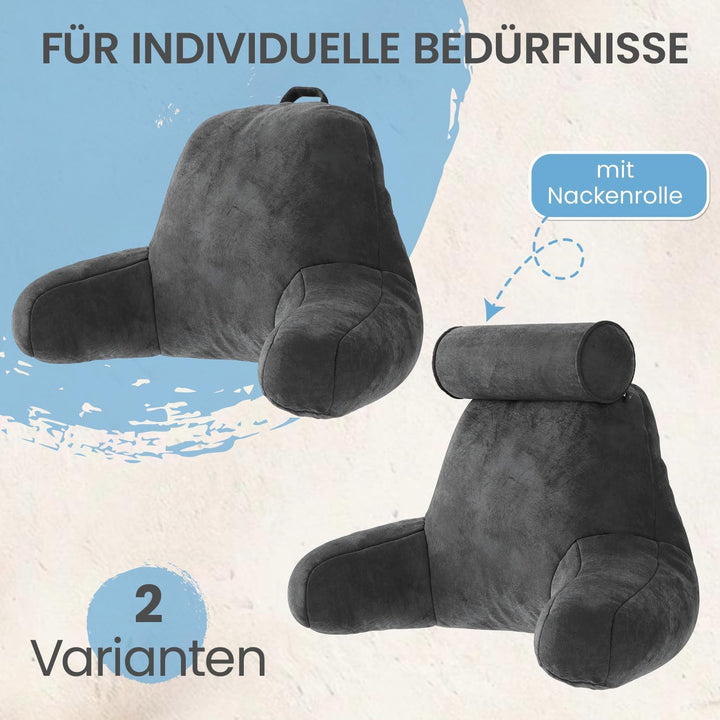 maxVitalis Rückenkissen, Lesekissen für Bett und Sofa mit Armlehnen und Abnehmbarer Nackenrolle – Id