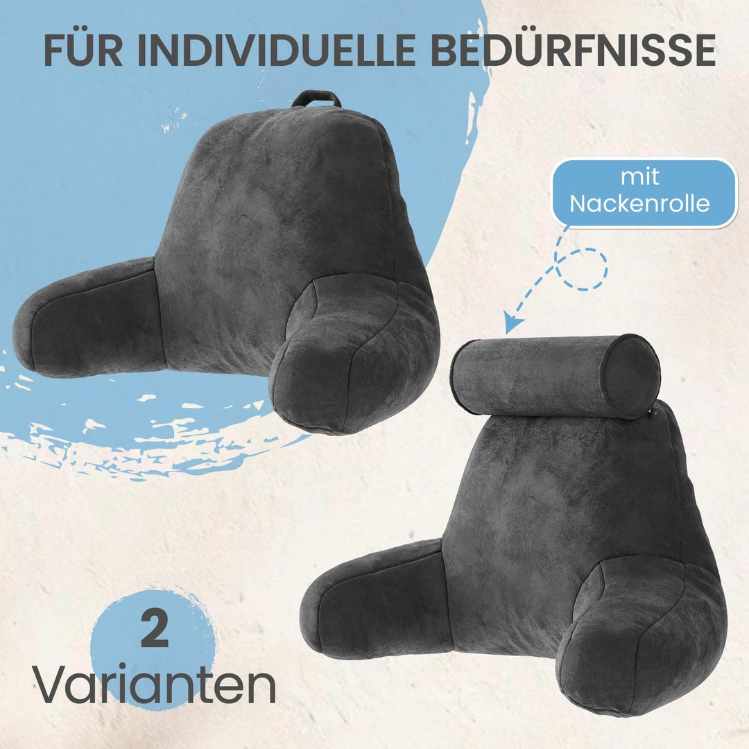 maxVitalis Rückenkissen, Lesekissen für Bett und Sofa mit Armlehnen – Ideal als Rückenstütze für meh