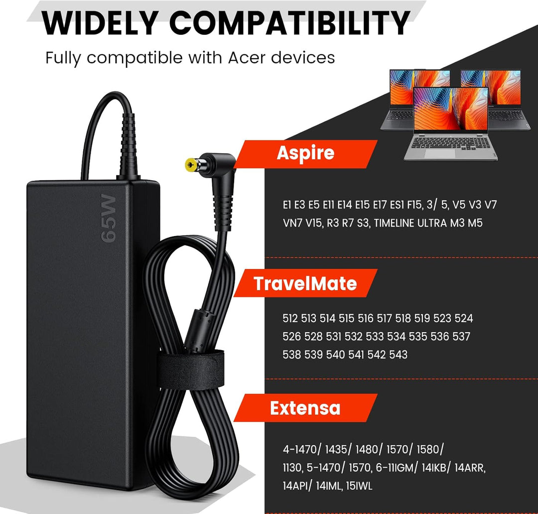 65W Laptop Netzteil ladekabel für Acer Ladegerät Aspire 5 E15 V5 V7 R3 R7 S3 E1 M5 Serie E5-575 5253