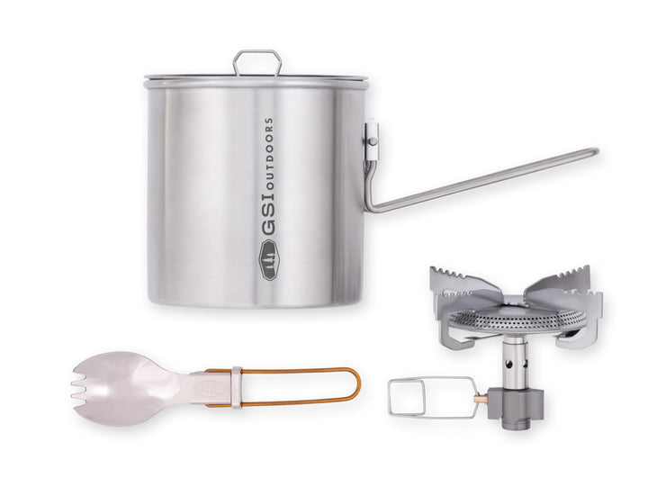 GSI Outdoors Glacier Edelstahl Minimalistisches Ultraleichtes Kochsystem-Set, perfekt für einen Back