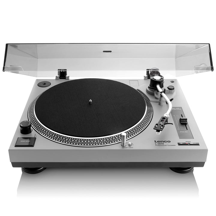 Lenco L-3810 Plattenspieler mit Direktantrieb - DJ Plattenspieler - 33/45 U/min - Pitch-Control - Ma