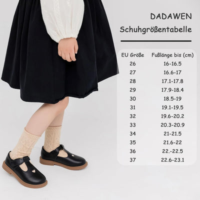 DADAWEN Mädchen Mary Jane Halbschuhe Taufschuhe Geschlossene Ballerinas 26 EU Schwarz, 26 EU Schwarz