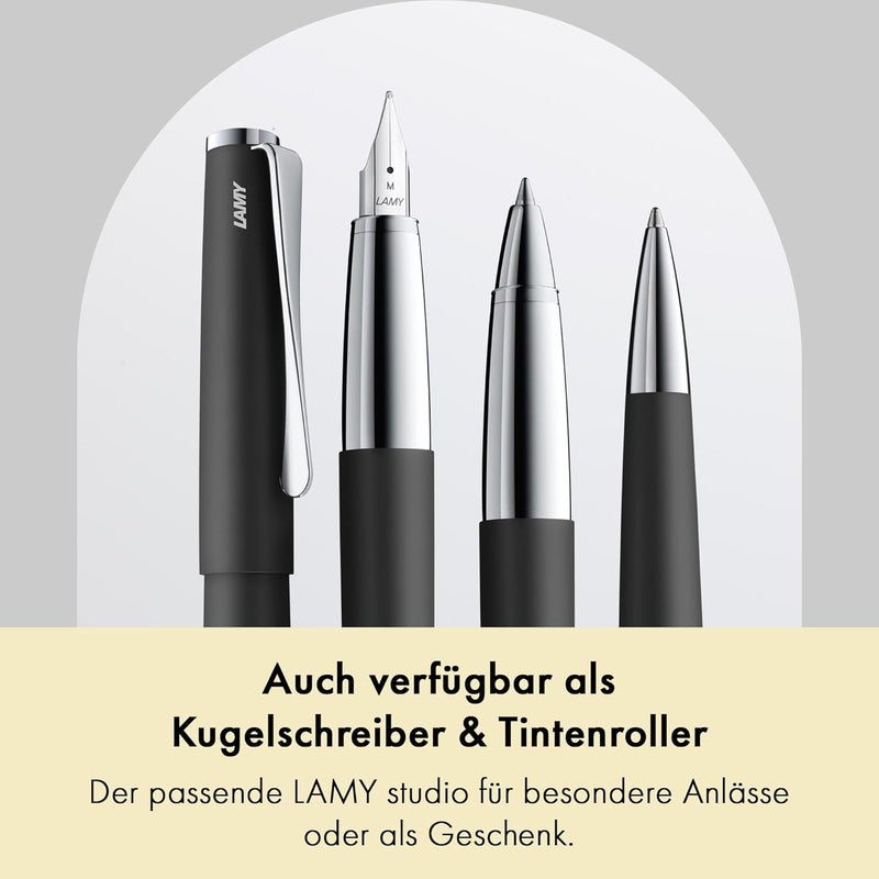 Lamy studio Füllhalter 067 - Füller aus rostfreiem Edelstahl in schwarzem Soft-Lack-Finish mit hochg