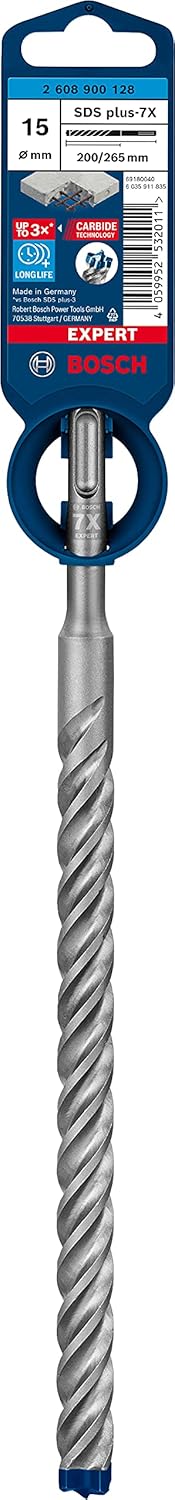 Bosch Professional 1x Expert SDS plus-7X Hammerbohrer (für Stahlbeton, Ø 15,00x265 mm, Zubehör Bohrh