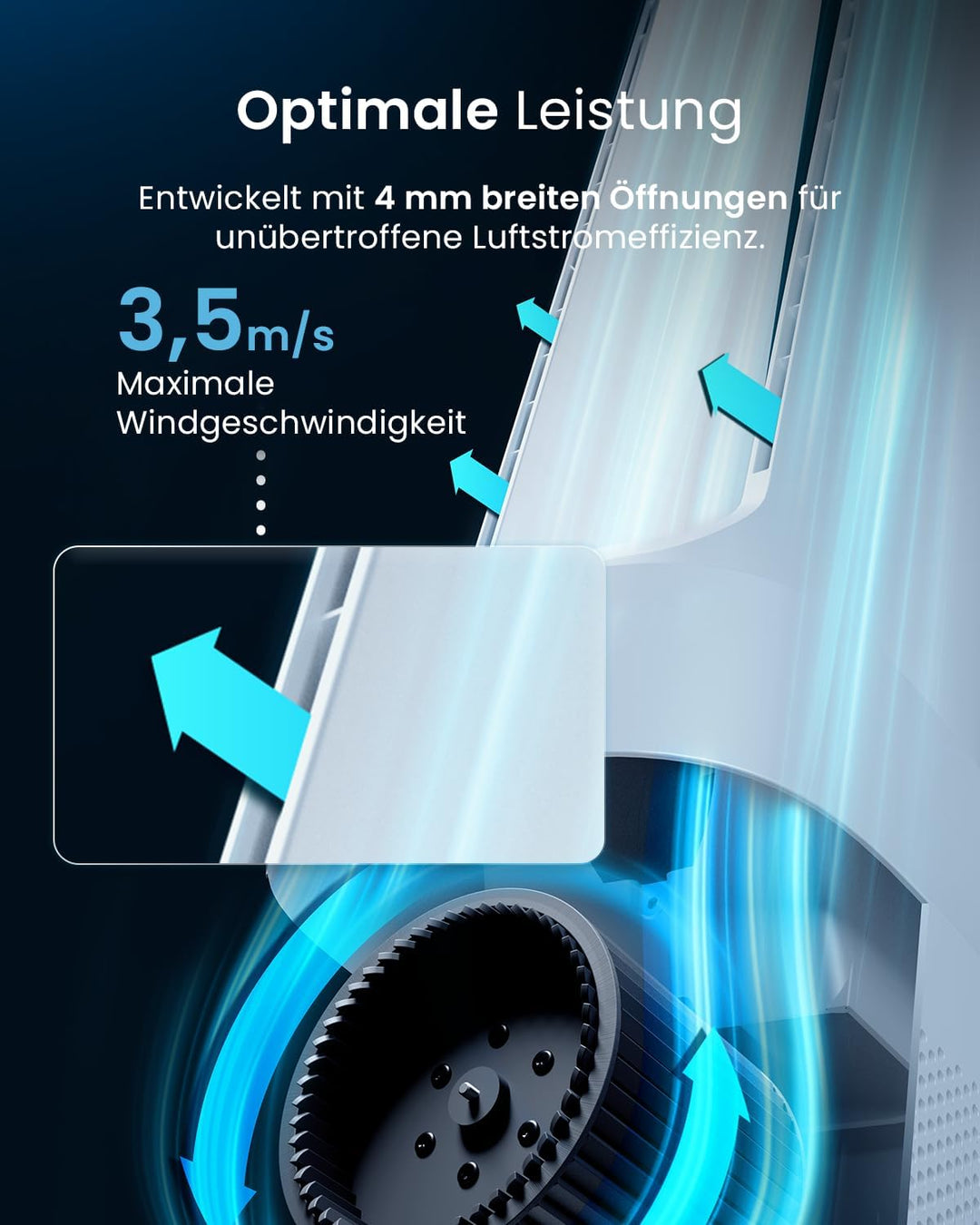 Pro Breeze 105cm rotorloser Ventilator mit Luftreiniger, Turmventilator sehr leise mit Fernbedienung