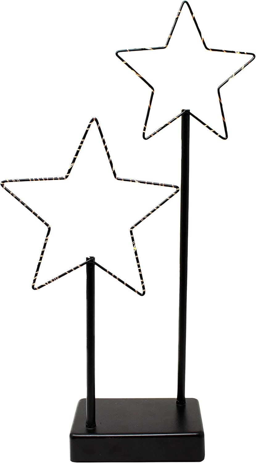 ToCi Deko-Aufsteller Stern mit LED-Beleuchtung | Metall-Leuchter mit 30 LEDs | 24 x 5 x 40 cm, 40 cm