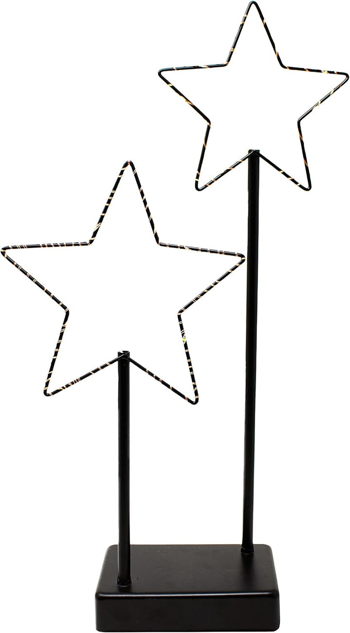 ToCi Deko-Aufsteller Stern mit LED-Beleuchtung | Metall-Leuchter mit 30 LEDs | 24 x 5 x 40 cm, 40 cm