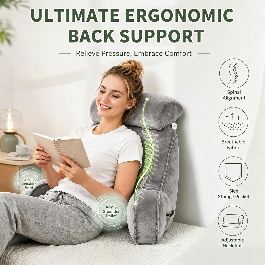 CEWROM Lesekissen für Bett Und Sofa, Lesekissen mit RüCkenlehne für Erwachsene, Reading Pillow aus M