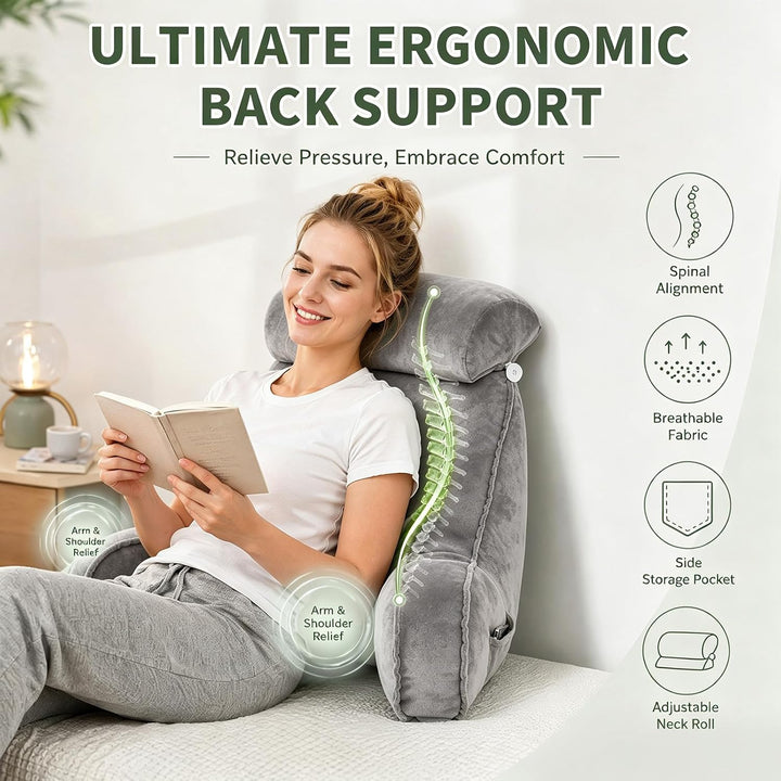 CEWROM Lesekissen für Bett Und Sofa, Lesekissen mit RüCkenlehne für Erwachsene, Reading Pillow aus M