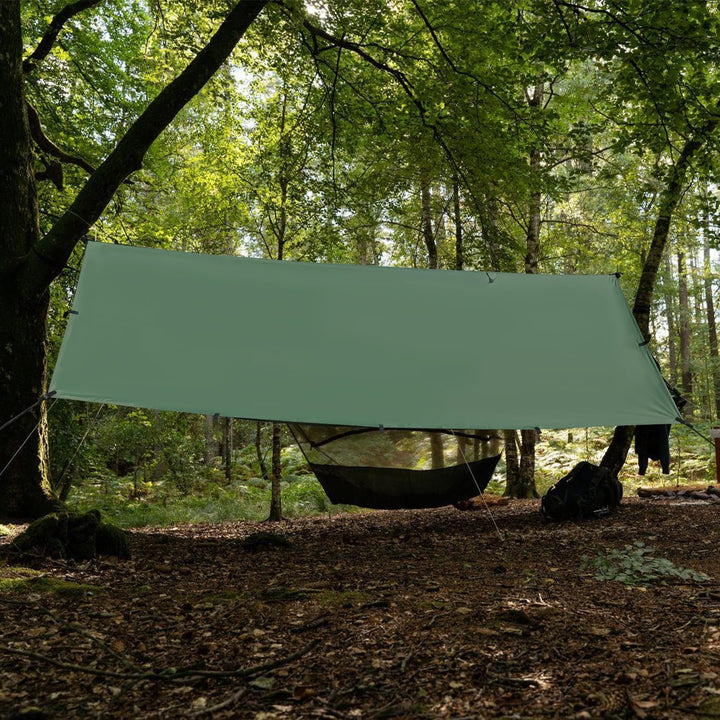 Tarp 3x3 Wasserdicht,Tarp Ultraleicht Zeltplane,Camping Zeltplane mit 19 Öse+Aluminiumstifte+Nylonse