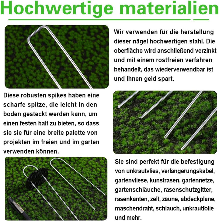 Bakulyor 100 Stück Erdanker + 100 Stück Unterlegscheiben, Erdanker Verzinkt Für Unkrautvlies, Stahl