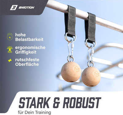 Müller & Blum Klimmzug Griffe Holz, Pull Up Balls zur Steigerung der Griffkraft, Trainingskugeln kle