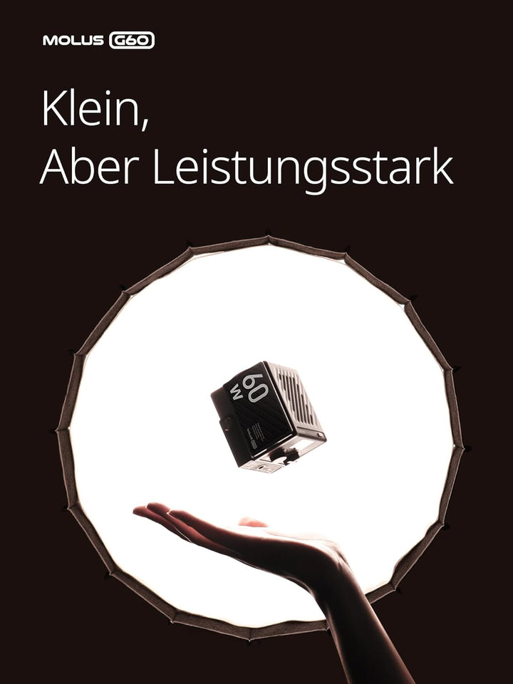 ZHIYUN Molus G60 [Official] Videoleuchte 60W, COB LED Videolicht Tragbar, Bi-Color Streaming Licht m