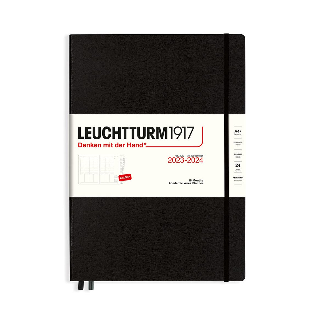 LEUCHTTURM1917 367545 Akademischer Wochenplaner Master (A4+) 2024, 18 Monate, Black, Englisch Black