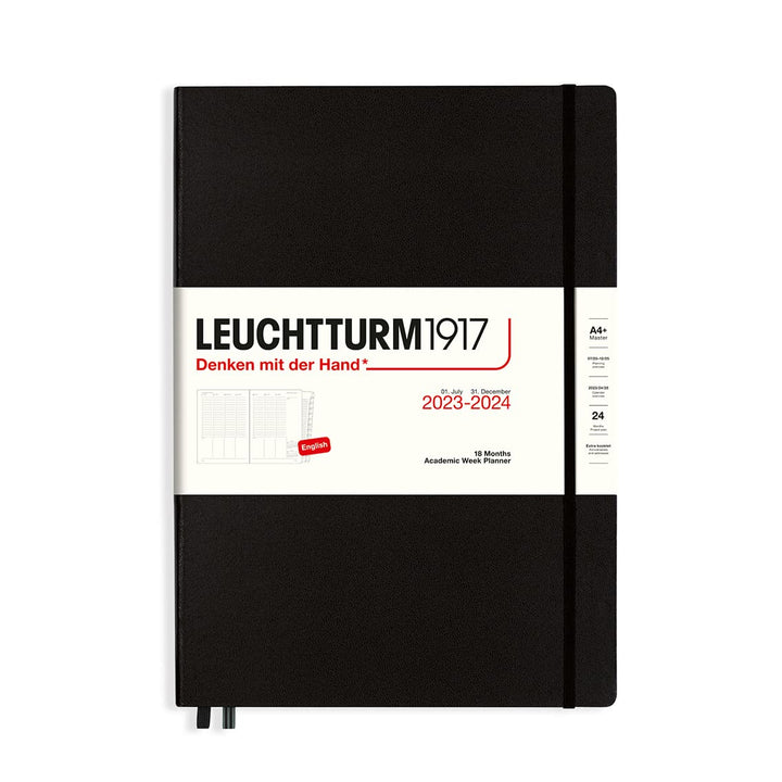 LEUCHTTURM1917 367545 Akademischer Wochenplaner Master (A4+) 2024, 18 Monate, Black, Englisch Black