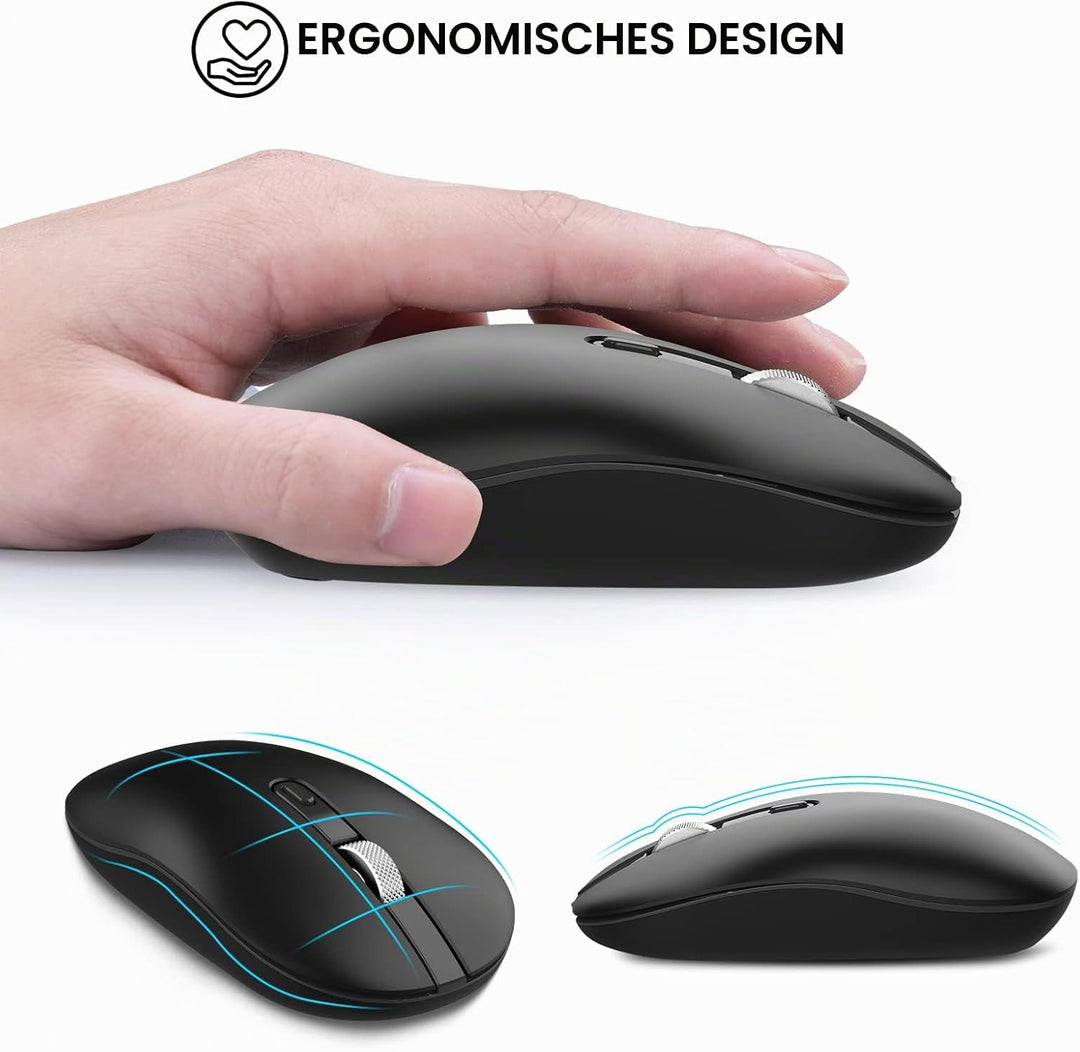cimetech Maus Kabellos USB C, Slim Beidhändig 2.4G Leise Mini Maus Kabellos 3 DPI Einstellbar Silent