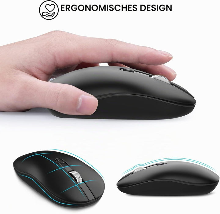 cimetech Maus Kabellos USB C, Slim Beidhändig 2.4G Leise Mini Maus Kabellos 3 DPI Einstellbar Silent