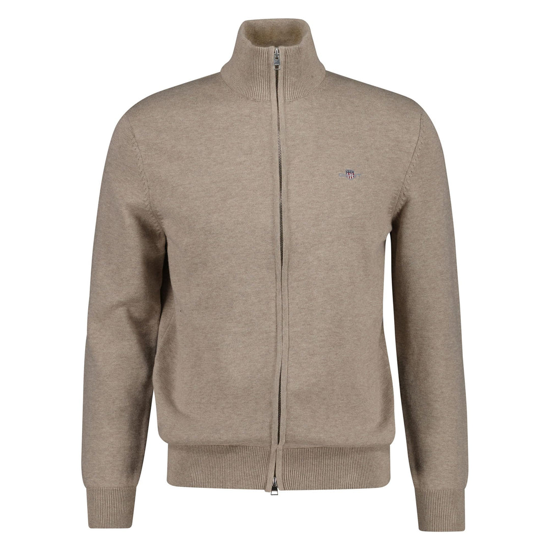 GANT Herren Casual Cotton Zip Cardigan BAUMWOLLSTRICKJACKE MIT REIssVERSCHLUSS (1er Pack) M Dk. Sand