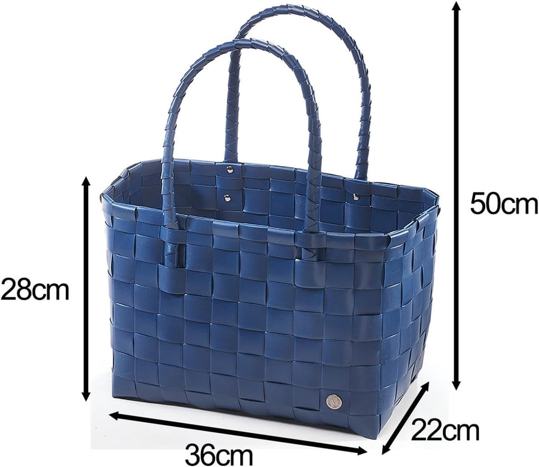 Kobolo Tasche Einkaufstasche Einkaufskorb geflochten Kunststoff Shopper - MARE XXL - blau