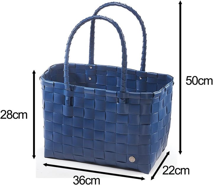 Kobolo Tasche Einkaufstasche Einkaufskorb geflochten Kunststoff Shopper - MARE XXL - blau