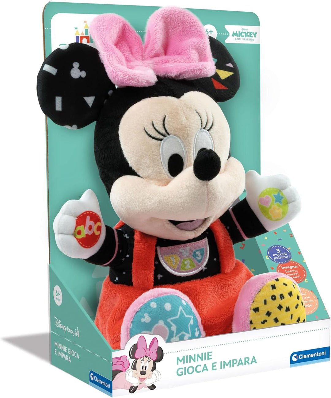 Clementoni Disney Baby Minnie Spiele und Lernen Plüsch, Mehrfarbig, Standard, 17304 Baby Minnie Mous