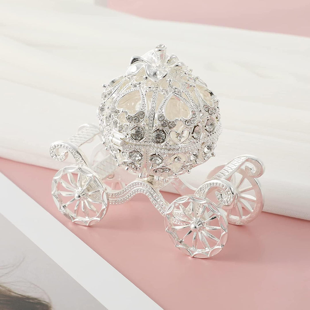 Duokon Kürbiskutsche, Strass Kristall Kürbis Kutsche Trinket Box, Schmuckschatulle zur Aufbewahrung