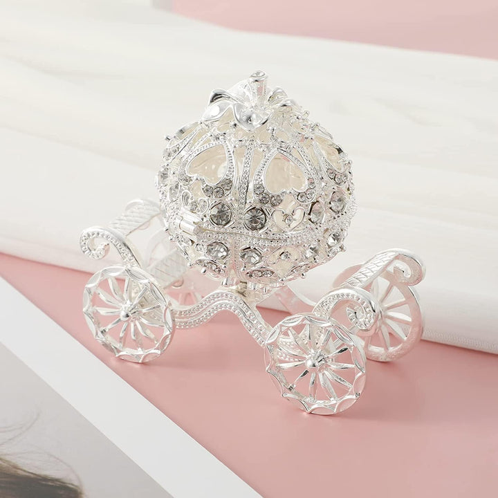 Duokon Kürbiskutsche, Strass Kristall Kürbis Kutsche Trinket Box, Schmuckschatulle zur Aufbewahrung