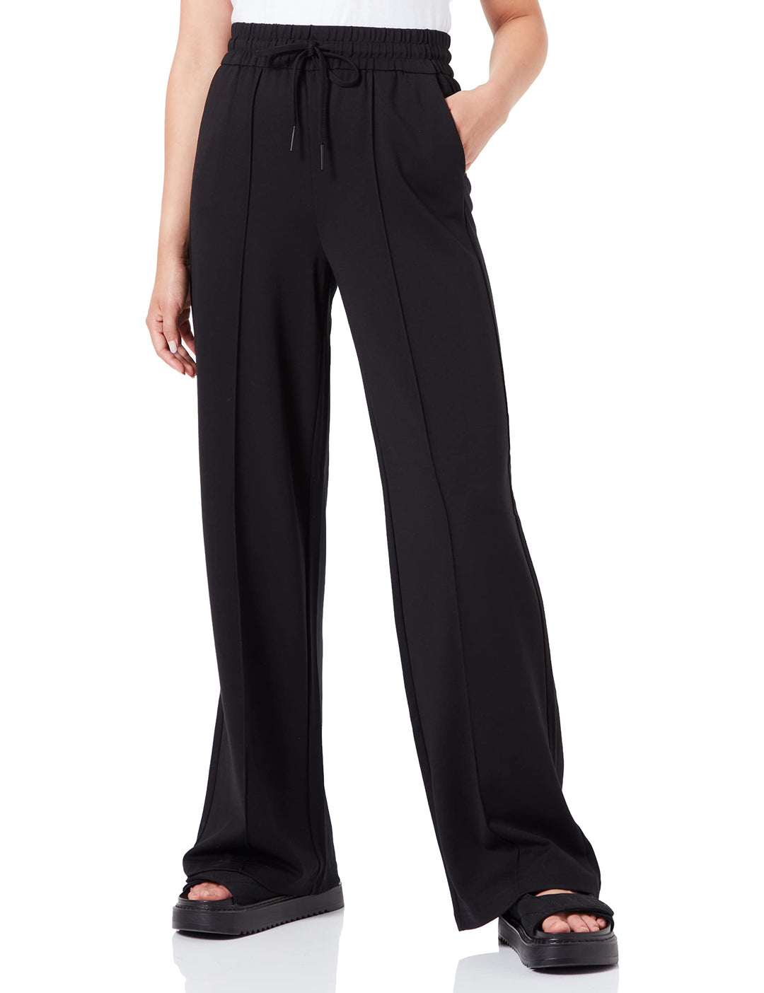 ONLY Damen Onlpoptrash-Suki Life Mw X-Wide STRI PNT Pants M / 32L Schwarz, M / 32L Schwarz
