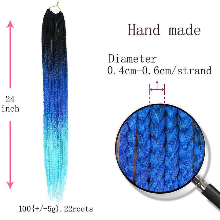 TAOYEMY Box Crochet Braids Haarverlängerungen 6 Packs 24 Zoll Synthetische Flechtfrisur 22 Stränge/P