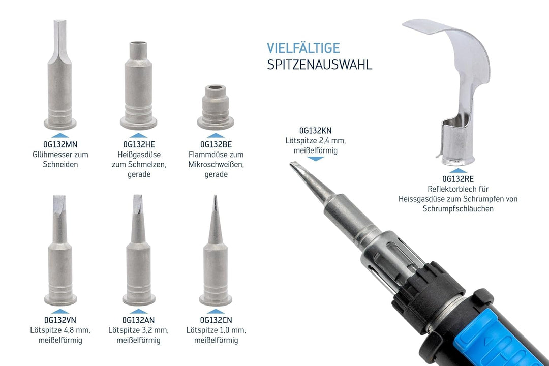 ERSA Independent 130 PROFI-Set Gaslötkolben 130W Temperatur bis 580 °C inkl. 4 Lötspitzen 2 Düsen 13