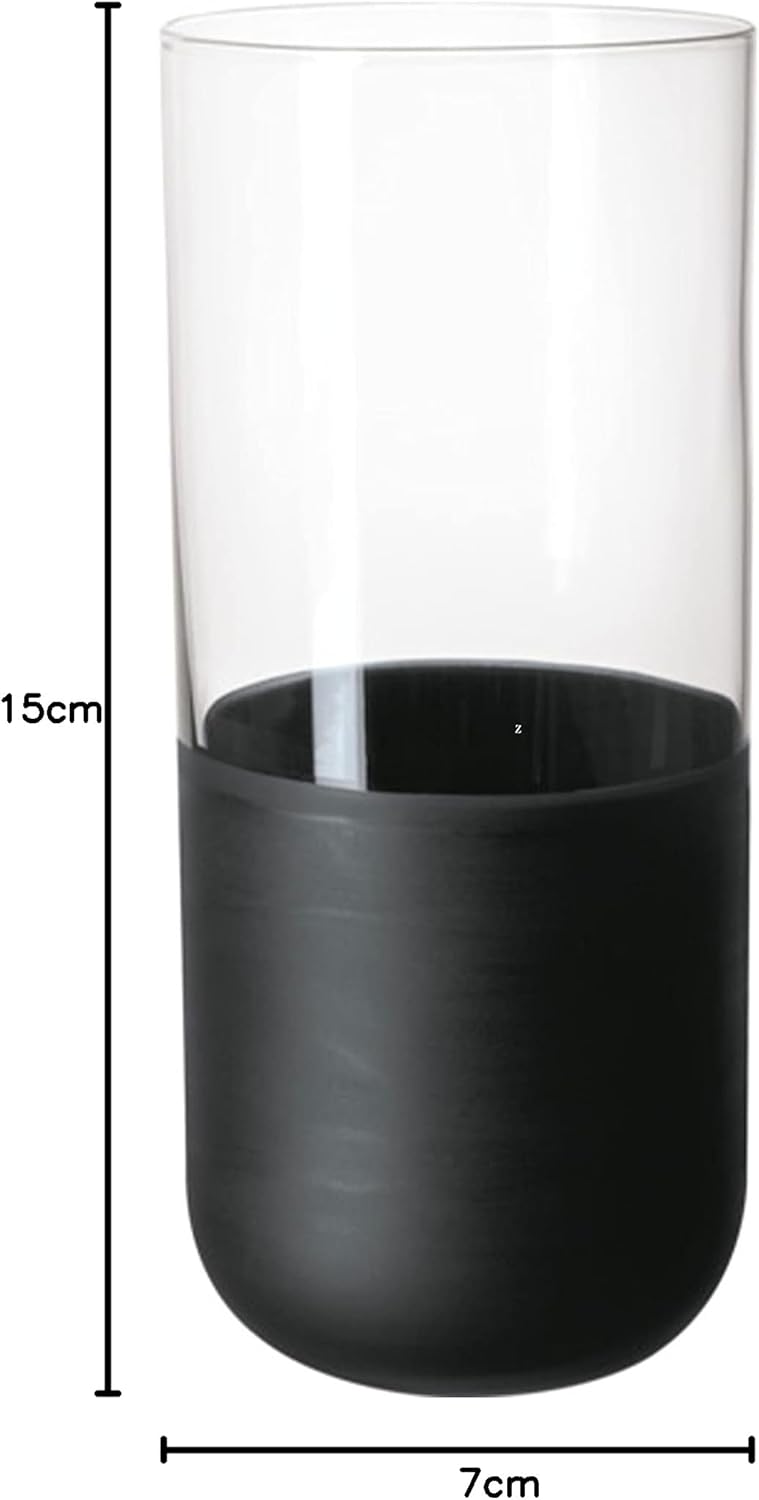 Villeroy & Boch – Manufacture Rock Longdrinkbecher-Set, 4 teilig, Kristallglas mit mattschwarzem Bod