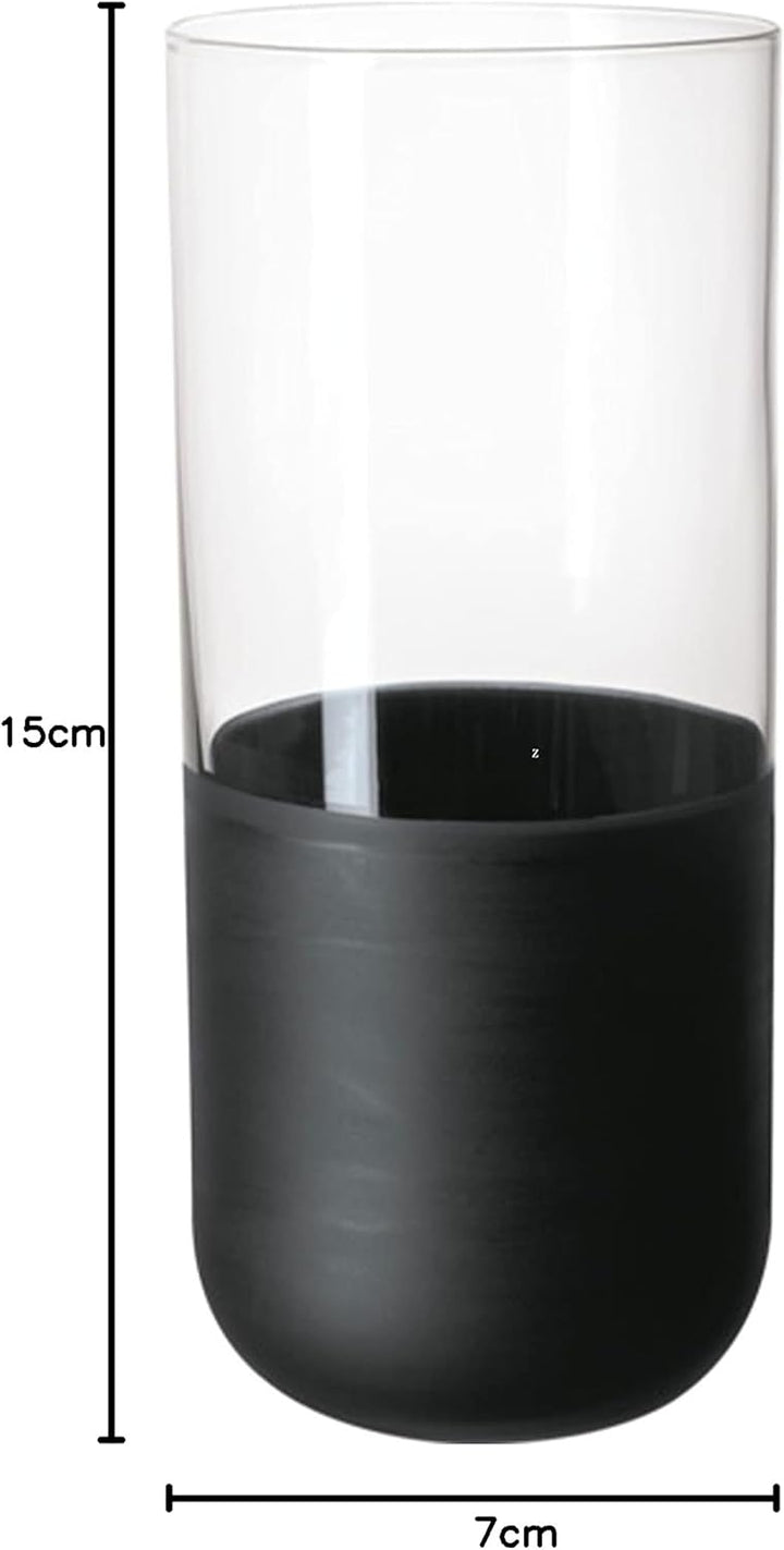 Villeroy & Boch – Manufacture Rock Longdrinkbecher-Set, 4 teilig, Kristallglas mit mattschwarzem Bod