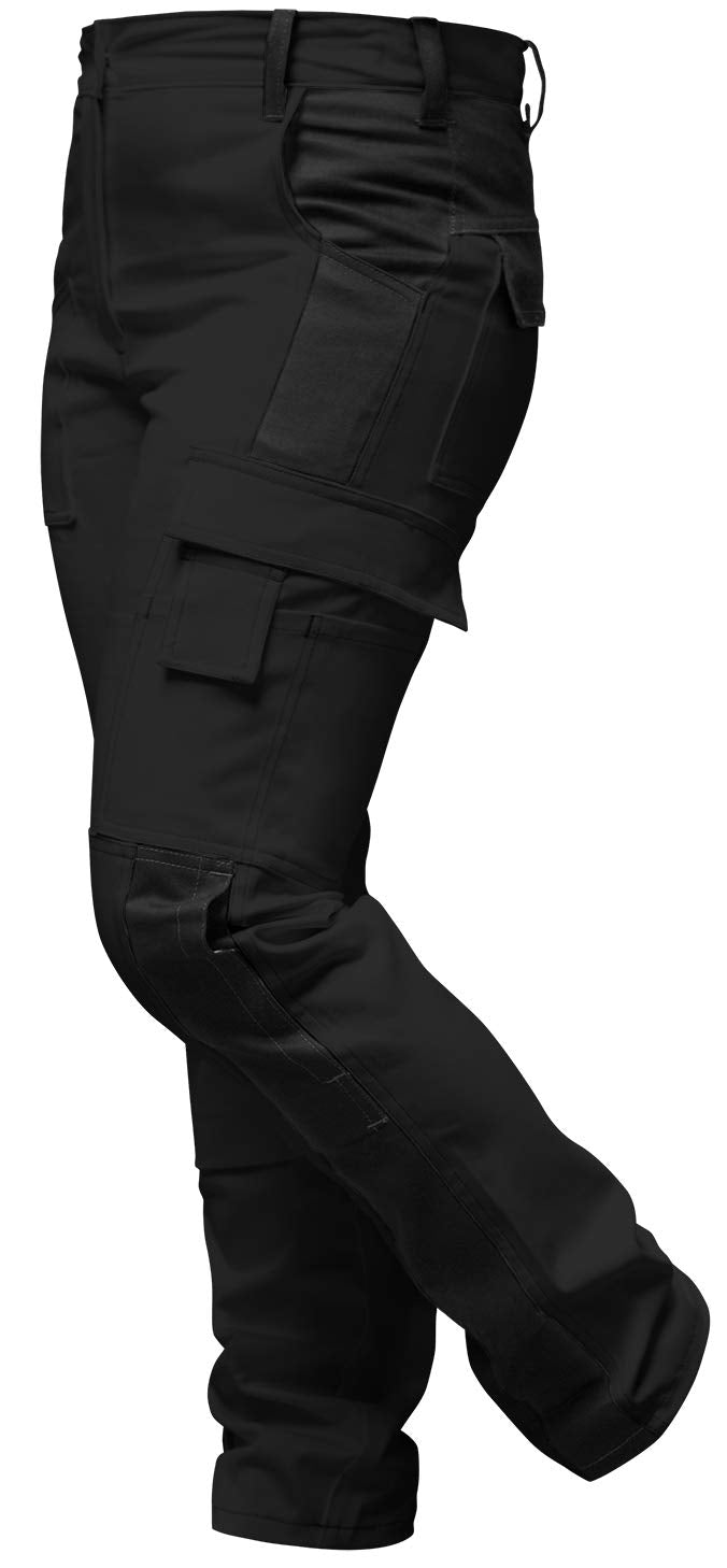 strongAnt Damen Arbeitshose komplett Stretch für Frauen Bundhose mit Kniepolstertaschen Schwarz Grau
