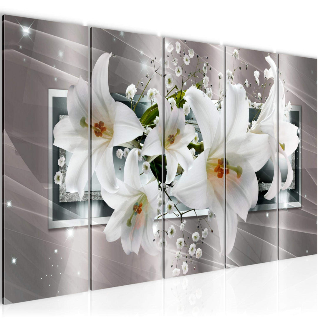 Runa Art Bild Blumen Lilien Wandbilder auf Vlies Leinwand 5 Teilig Wanddekoration Wohnzimmer Schlafz