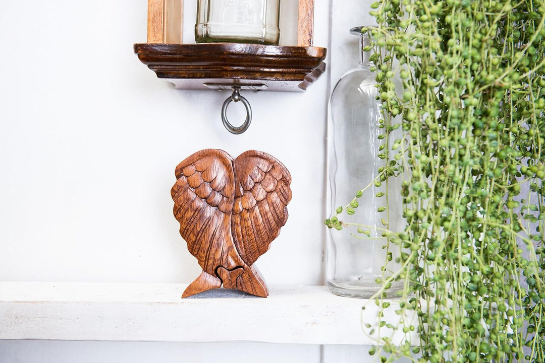 Windalf Glücks Geschenk Schmuckdose Kila 11 cm Engelsflügel Geschenkbox Handarbeit aus Holz