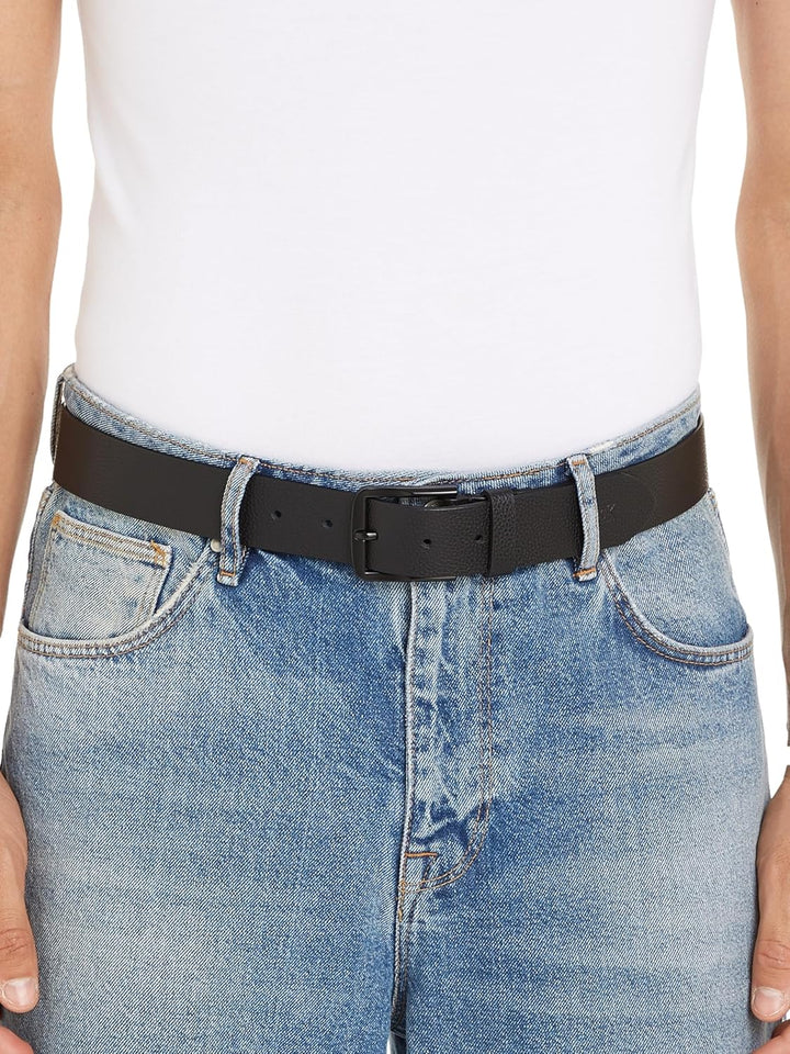 Calvin Klein Herren Classic Flat R Lthr Belt 35mm K50k511421 Gürtel 85 Black/Black, 85 Black/Black